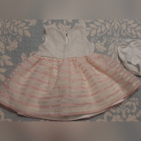The Children's Place baby dress 12-18 months cream with pink and gold stripes - Picture 5 of 6